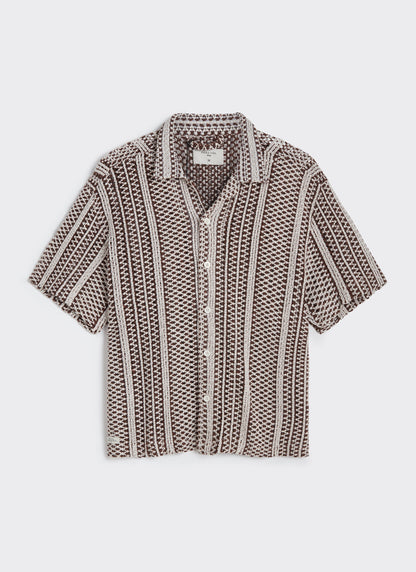 Men's Boxy Crochet Shirt - Hugh - Cotton - Brown
