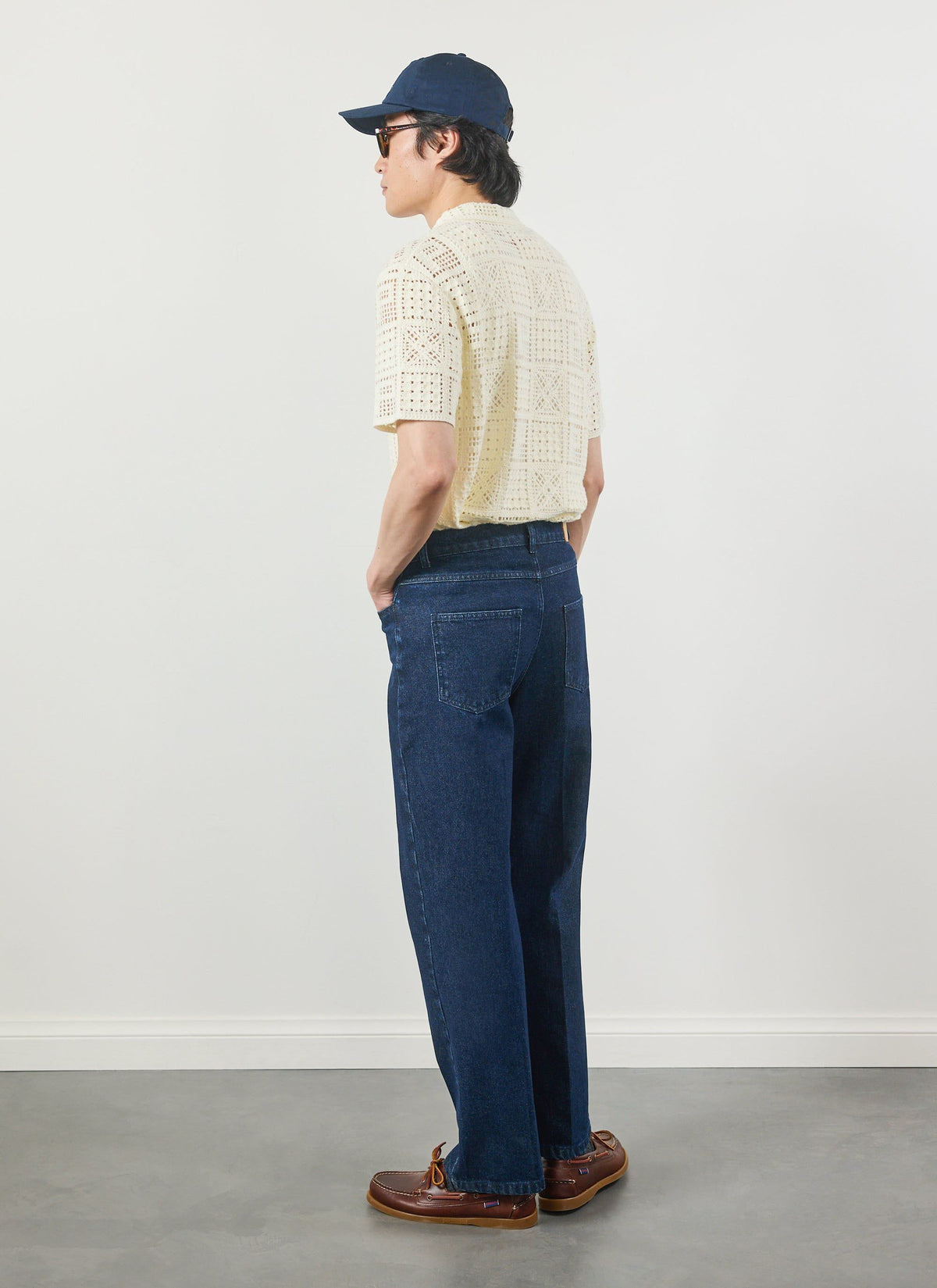 Men's Knitted Crotchet Shirt - Groundsman - Cotton - Ecru