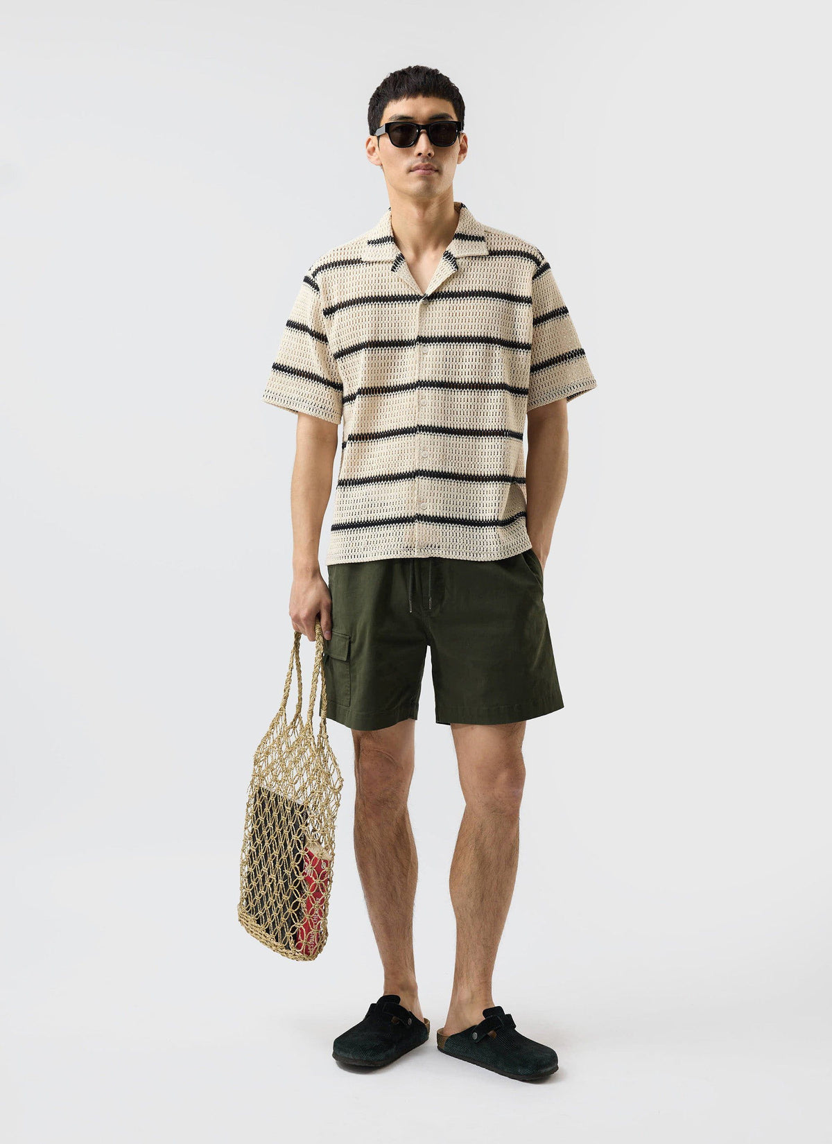 Men's Crochet Cuban Shirt: Clonk Groundsman - Ecru Cream
