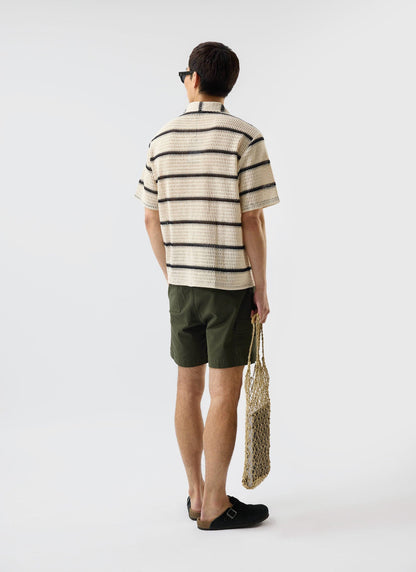 Men's Crochet Cuban Shirt: Clonk Groundsman - Ecru Cream