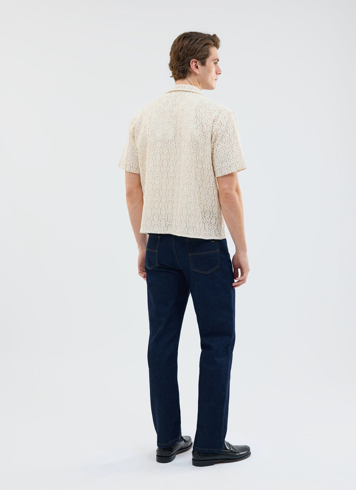 Men's Crochet Cuban Shirt: Elio - Ecru Cream