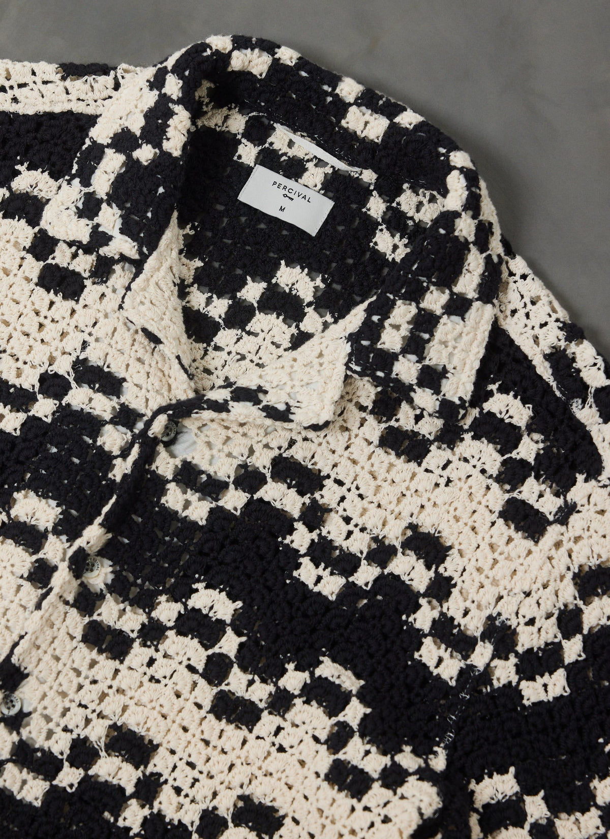 Men's Crochet Cuban Collar Shirt - Naples - Ecru Cream