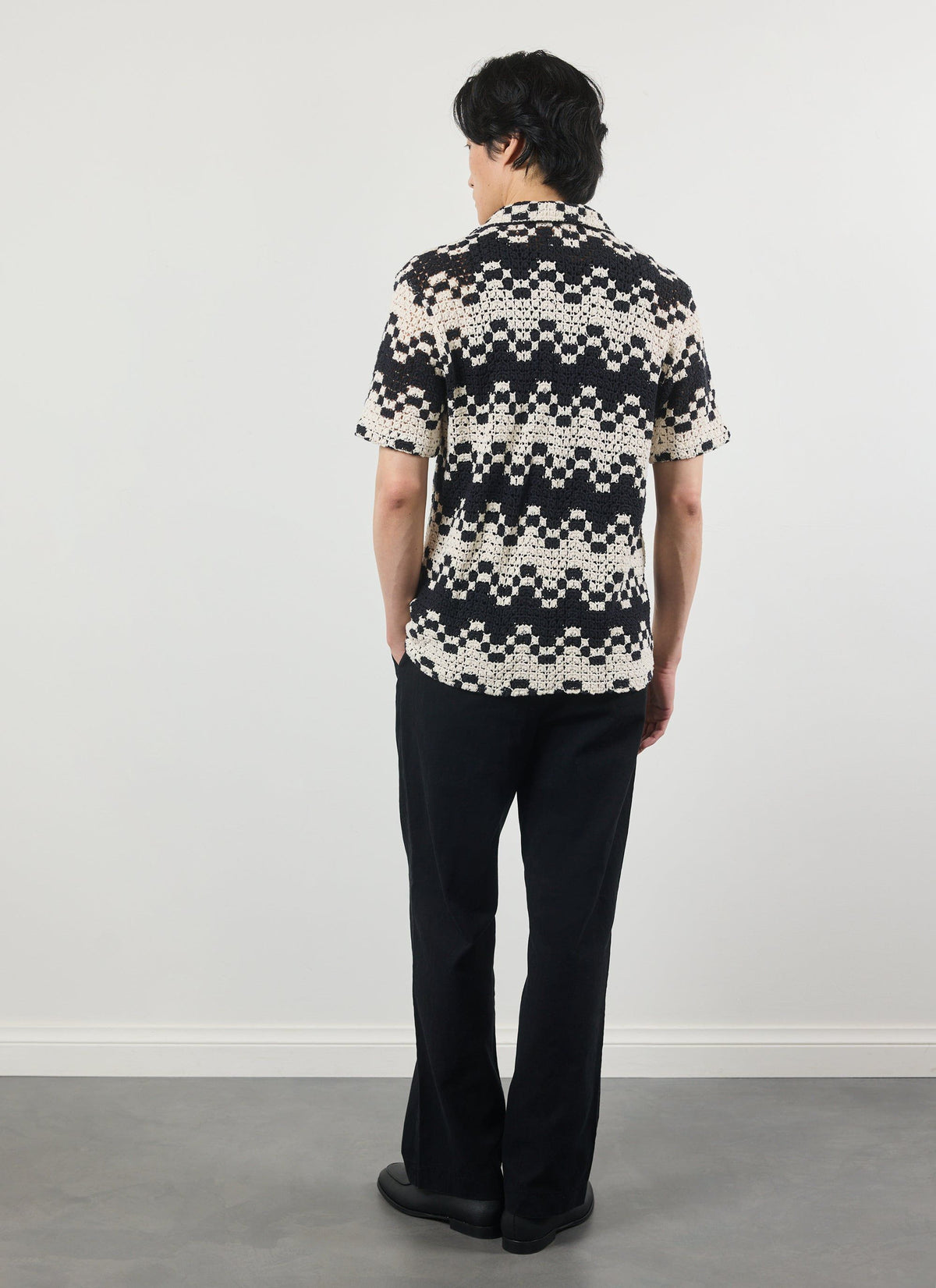 Men's Crochet Cuban Collar Shirt - Naples - Ecru Cream