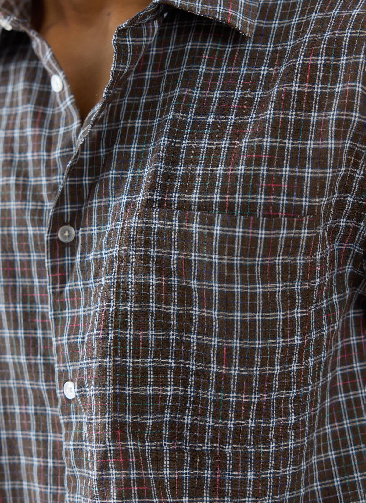 Men's Check Boxy Shirt - Hinsley - 100% Cotton - Brown