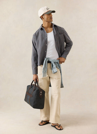 Men's Check Boxy Shirt - Hinsley - 100% Cotton - Brown