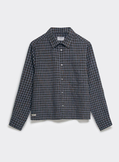 Men's Check Boxy Shirt - Hinsley - 100% Cotton - Brown