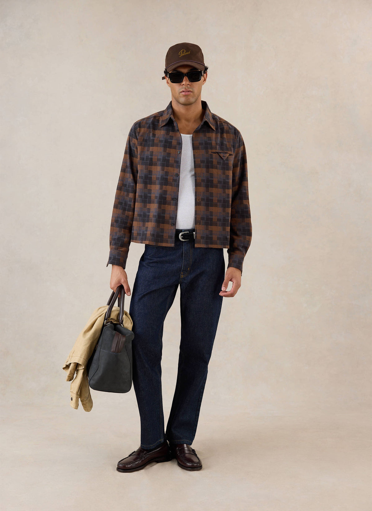 Hinsley Boxy Sleeve Shirt - Brown Check - Percival