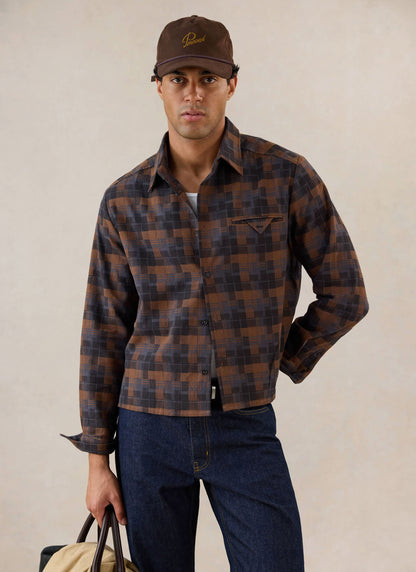 Hinsley Boxy Sleeve Shirt - Brown Check - Percival