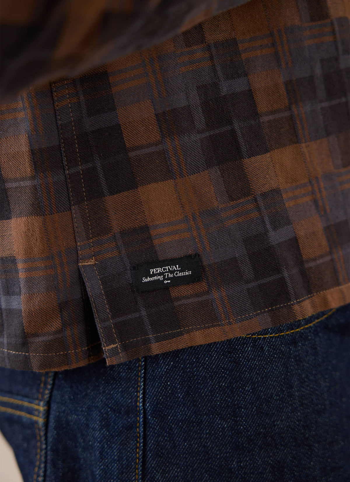 Hinsley Boxy Sleeve Shirt - Brown Check - Percival