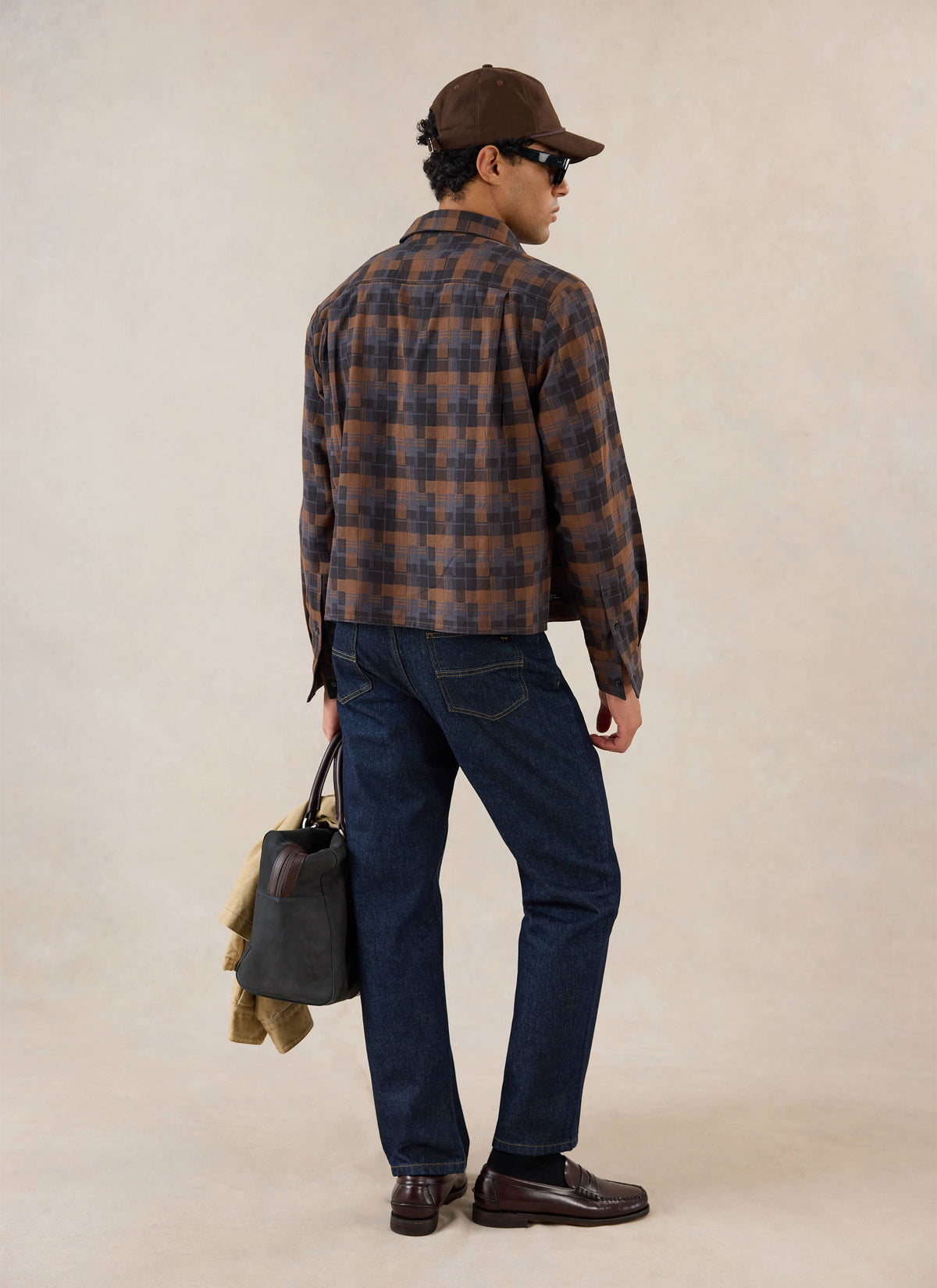 Hinsley Boxy Sleeve Shirt - Brown Check - Percival