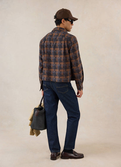 Hinsley Boxy Sleeve Shirt - Brown Check - Percival