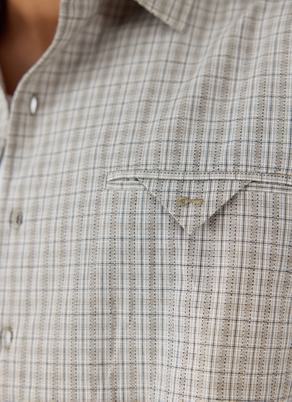 Men's Check Shirt: Hinsley - Cotton - Cream Check - Percival