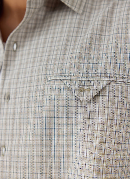 Men's Check Shirt: Hinsley - Cotton - Cream Check - Percival
