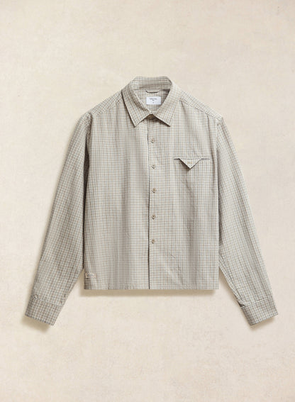 Men's Check Shirt: Hinsley - Cotton - Cream Check - Percival