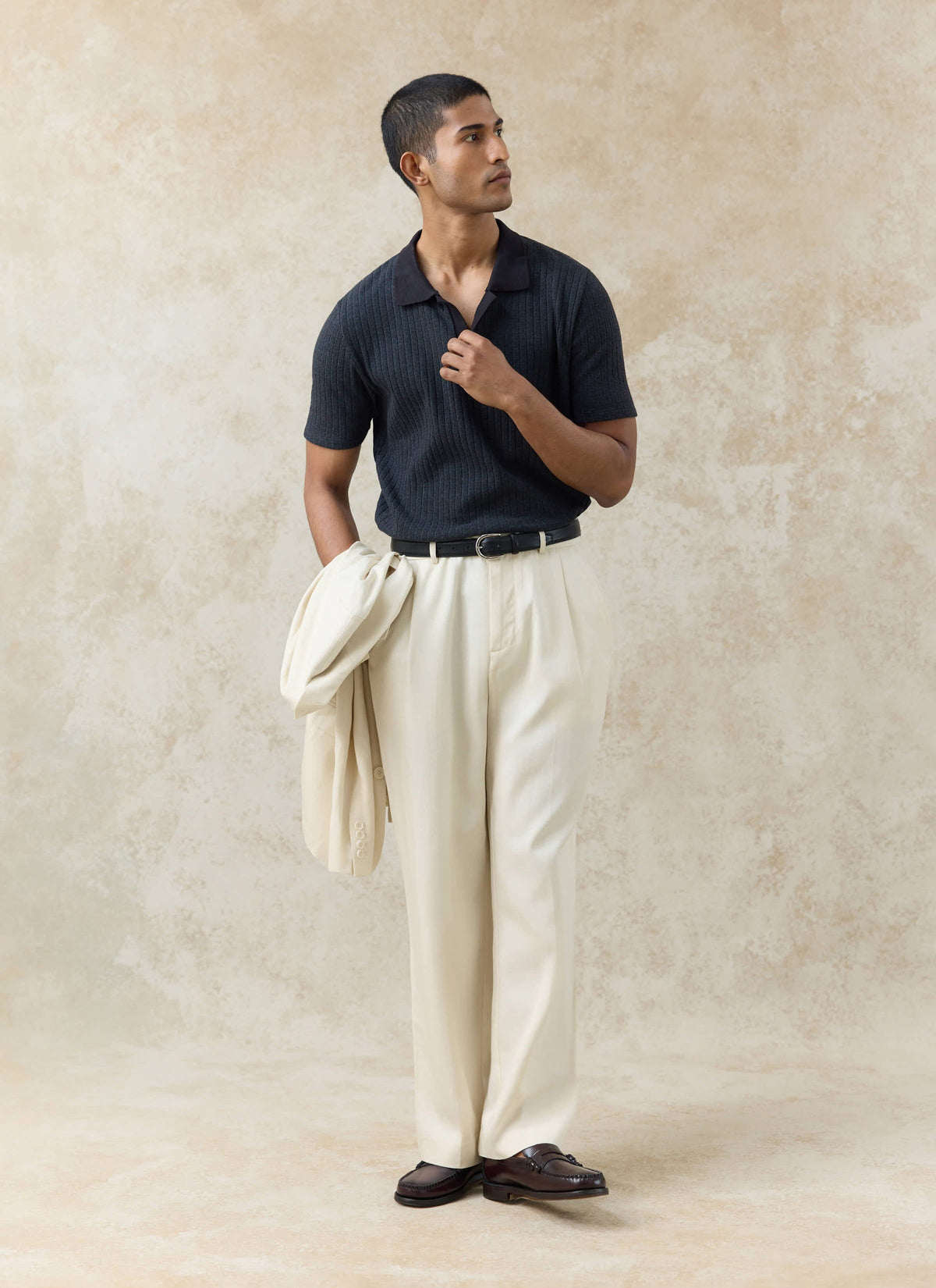 Men's Knitted Polo Shirt - Anthony - Cotton Blend - Black
