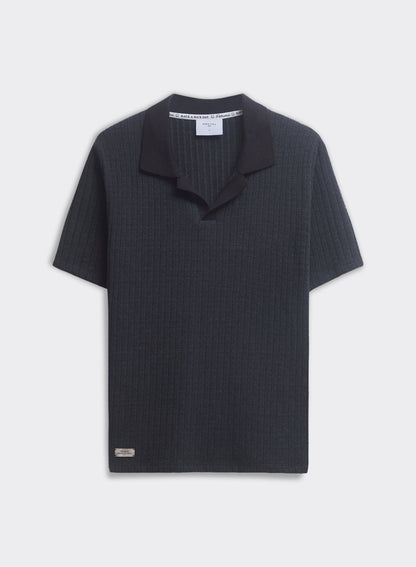 Men's Knitted Polo Shirt - Anthony - Cotton Blend - Black