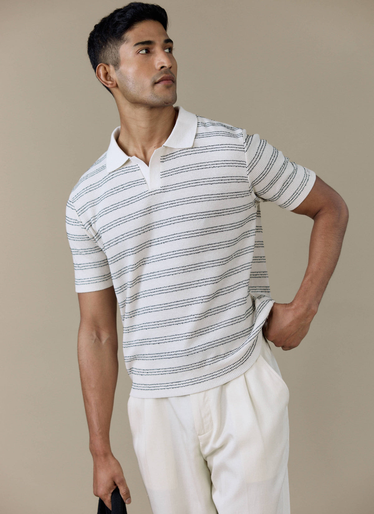 Men's Knitted Polo Shirt - Laurent - Cotton - Black