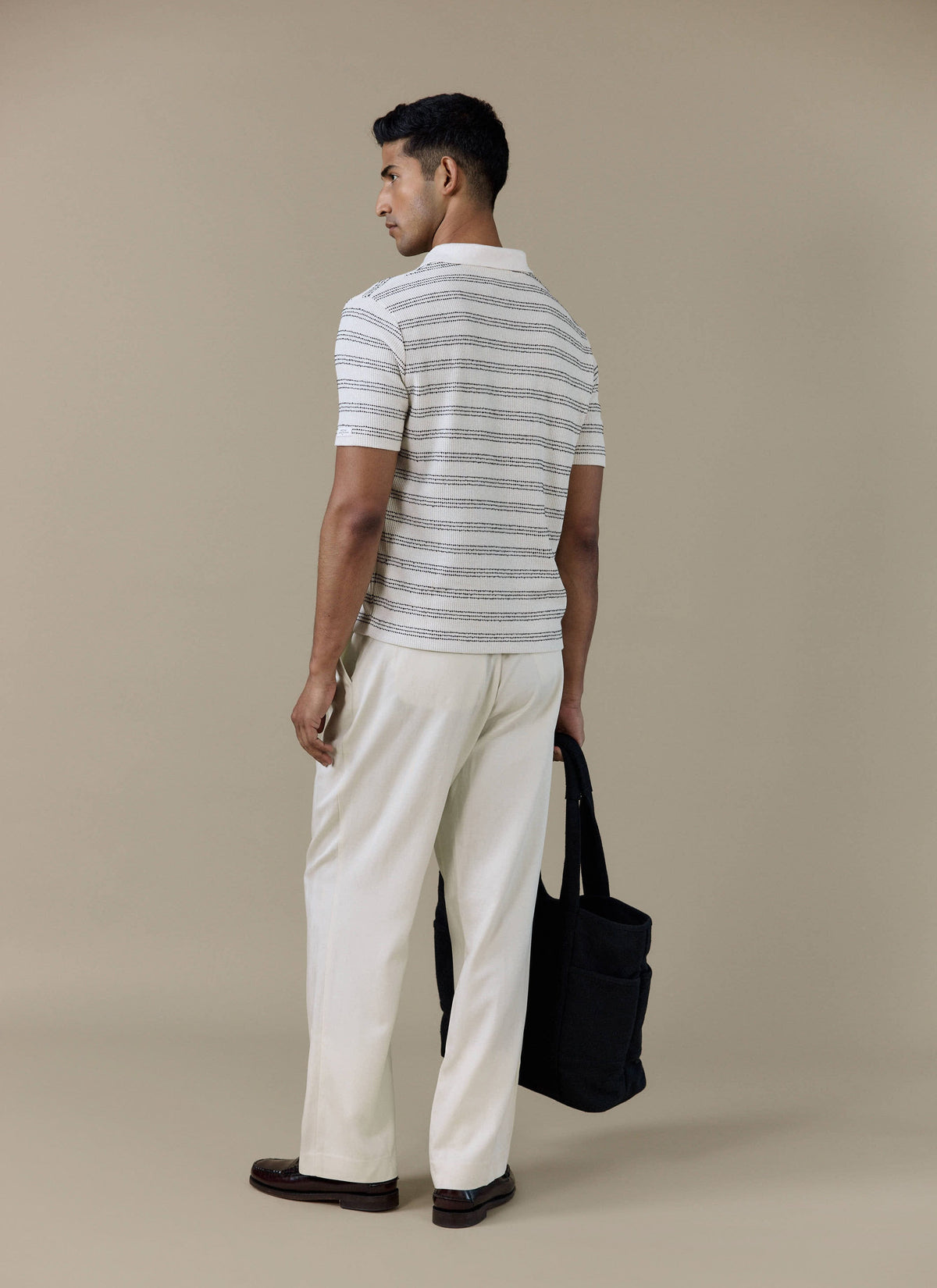 Men's Knitted Polo Shirt - Laurent - Cotton - Black