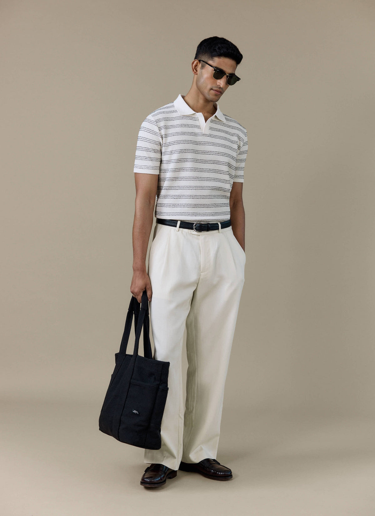 Men's Knitted Polo Shirt - Laurent - Cotton - Black
