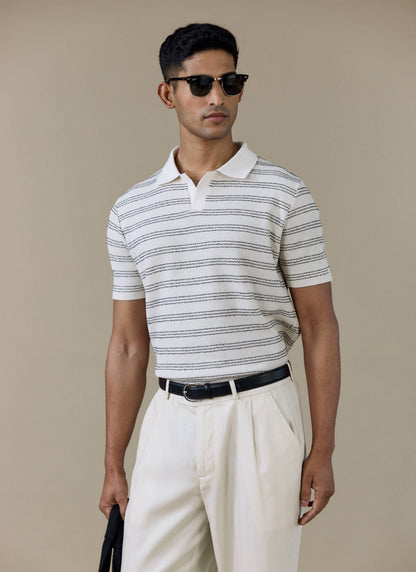 Men's Knitted Polo Shirt - Laurent - Cotton - Black