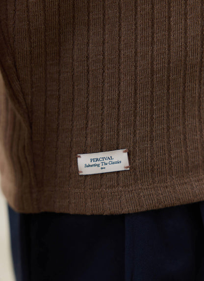 Men's Knitted Polo Shirt - Anthony - Cotton Blend - Brown