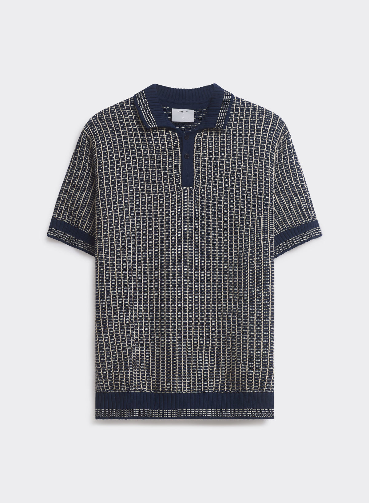 Men's Knitted Polo Shirt: Claude - Cotton - Navy Blue