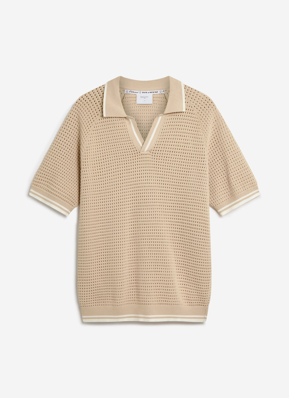 Men's Tennis Knit Polo Shirt - Cotton - Ecru Cream