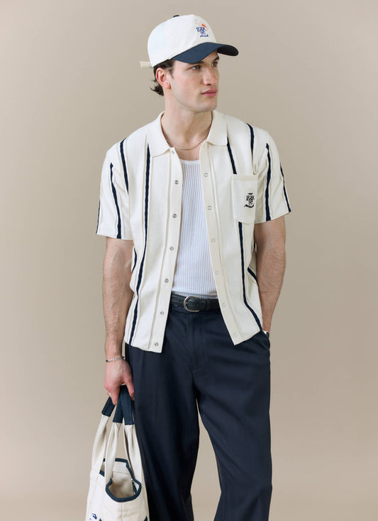 Men's Cable Stripe Knitted Shirt - Percival x Brighton & Hove Albion FC - White