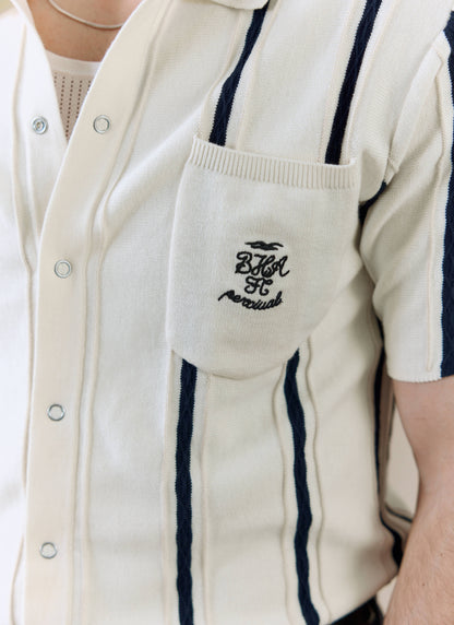 Men's Cable Stripe Knitted Shirt - Percival x Brighton & Hove Albion FC - White