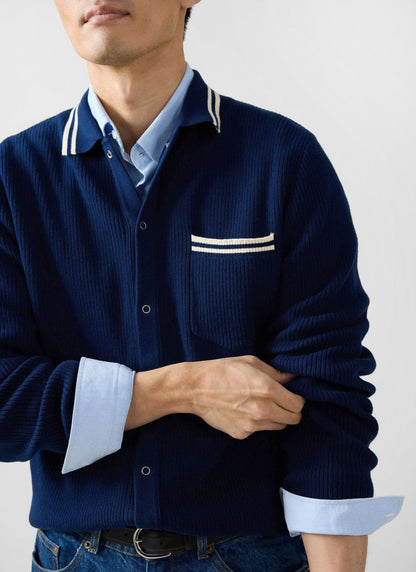 Men's Long Sleeve Knit Shirt - Pablo - Navy Blue
