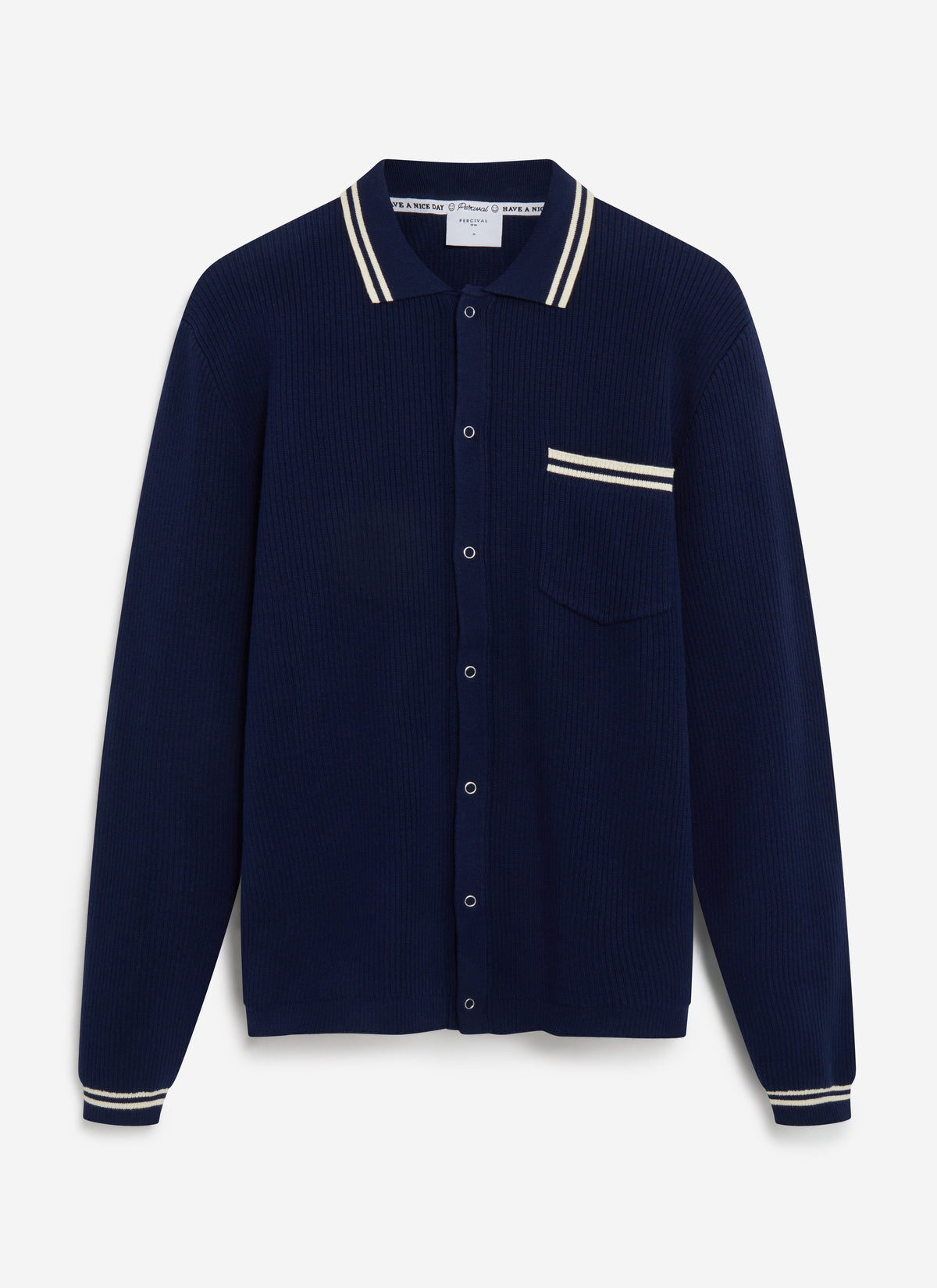 Men's Long Sleeve Knit Shirt - Pablo - Navy Blue