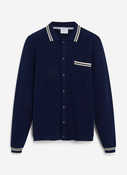 Men's Long Sleeve Knit Shirt - Pablo - Navy Blue