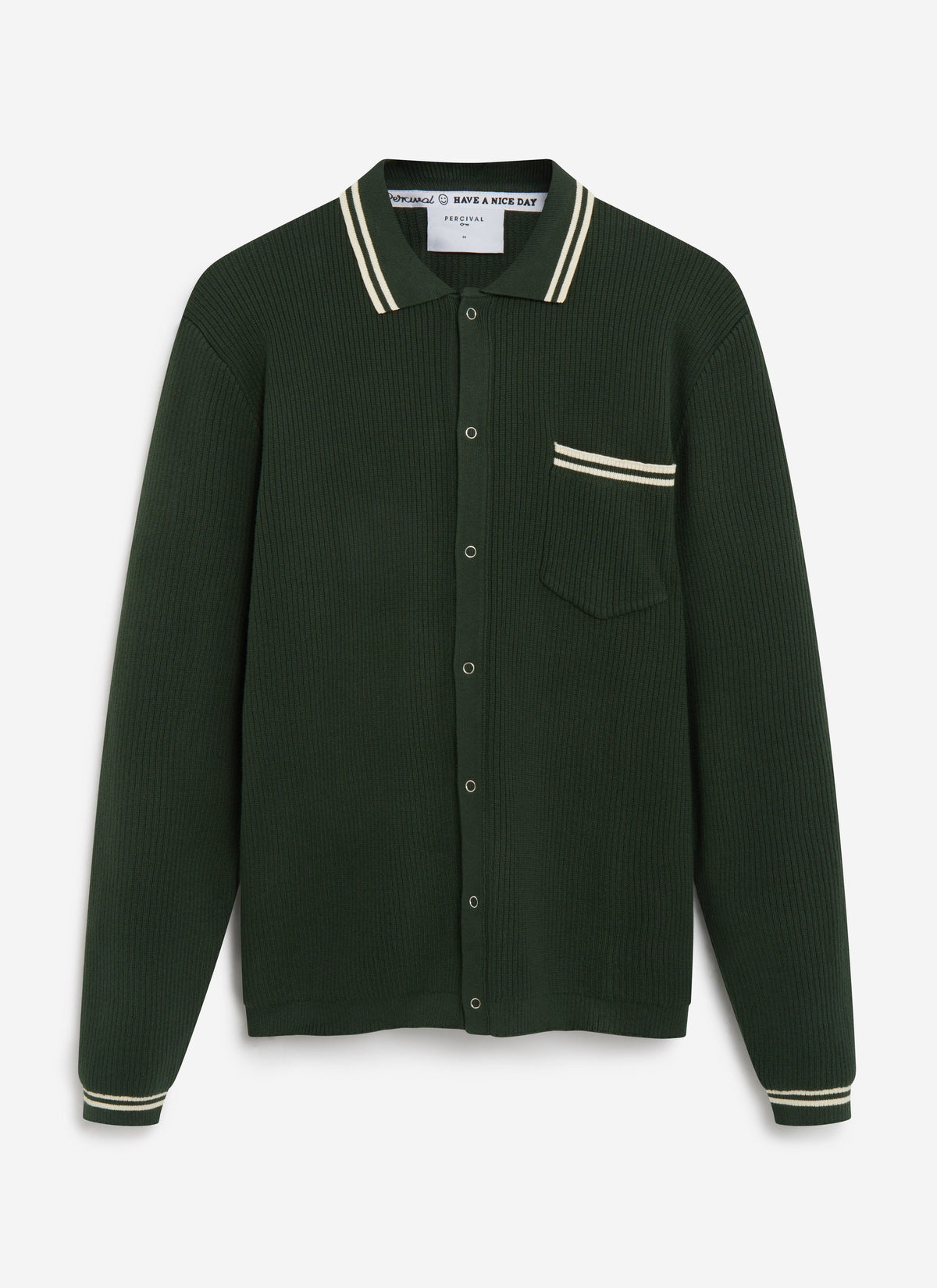 Men's Long Sleeve Knit Shirt - Pablo - Forest Green