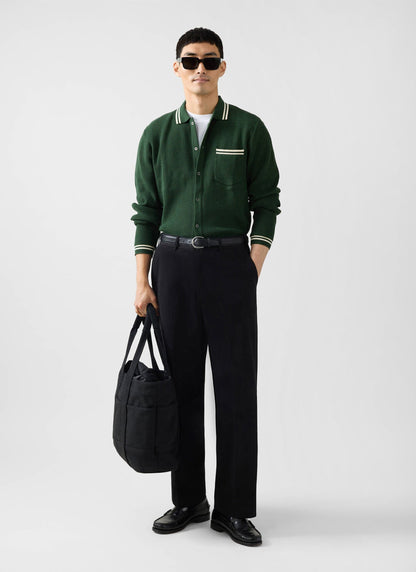 Men's Long Sleeve Knit Shirt - Pablo - Forest Green
