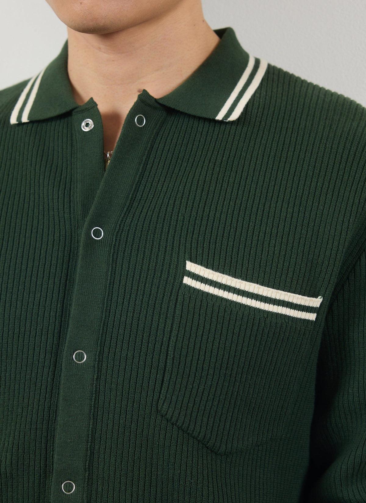 Men's Long Sleeve Knit Shirt - Pablo - Forest Green