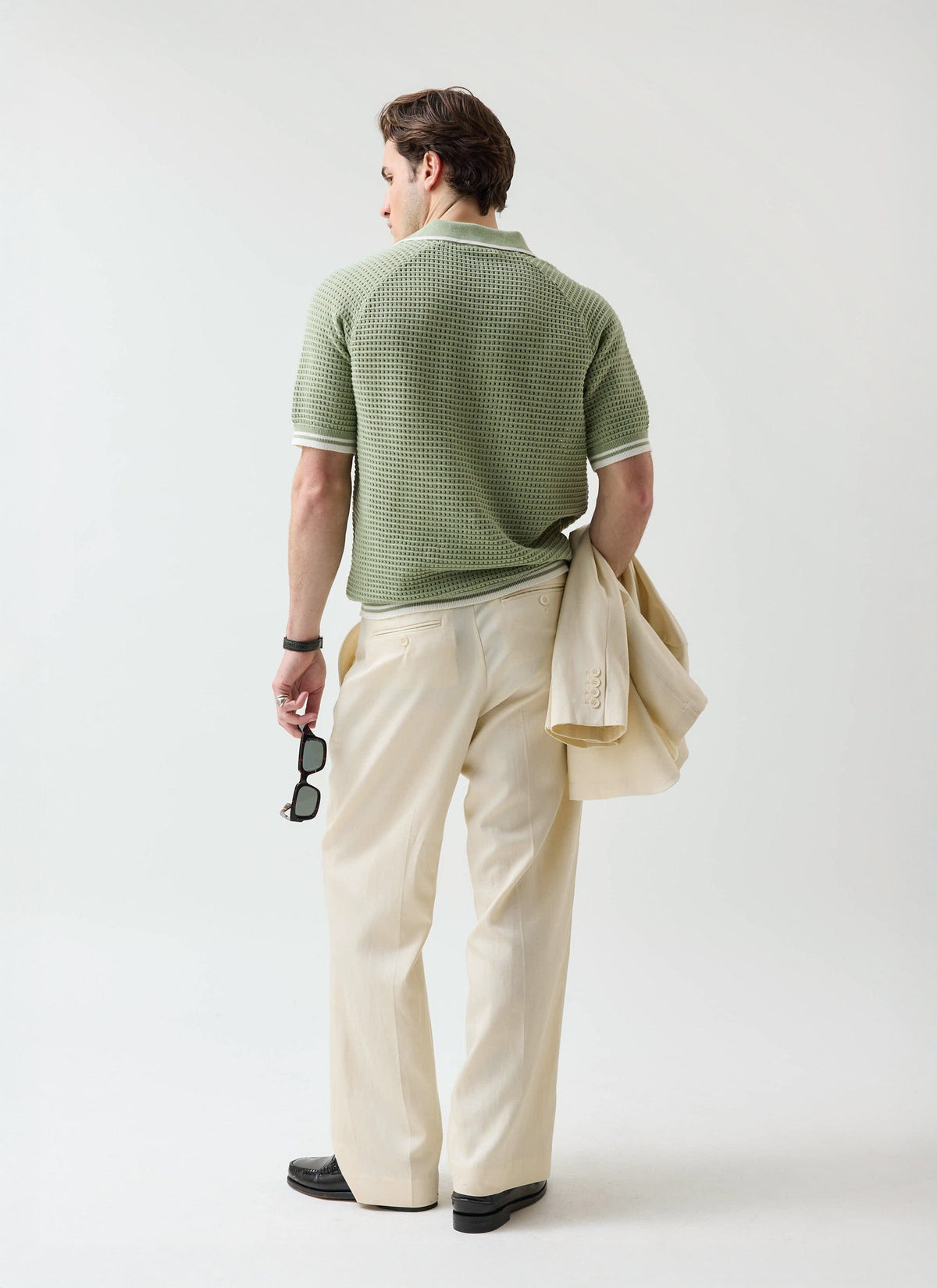 Men's Tennis Knit Polo Shirt - Cotton - Sage Green