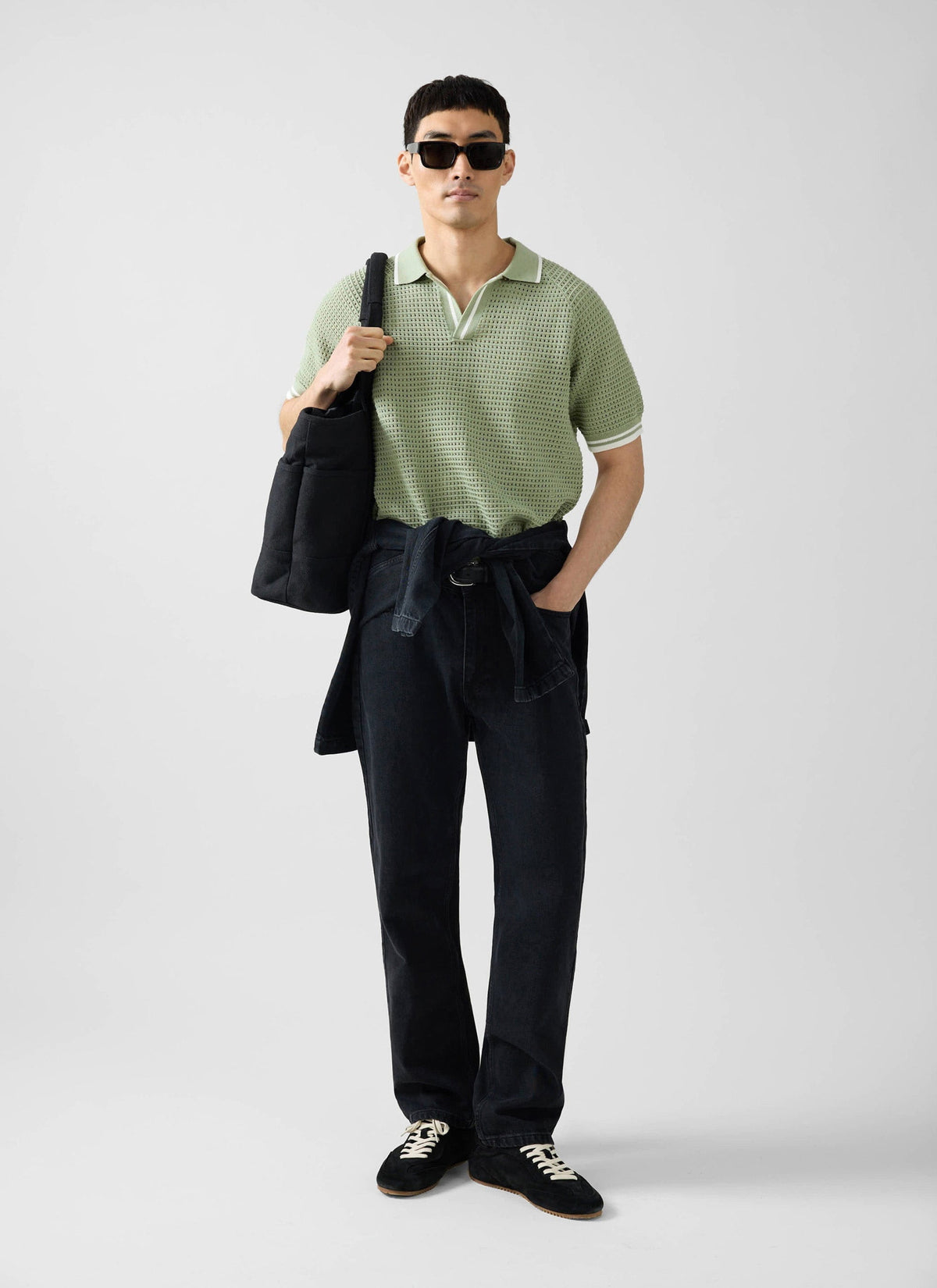 Men's Tennis Knit Polo Shirt - Cotton - Sage Green