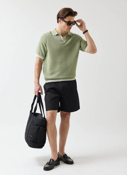 Men's Tennis Knit Polo Shirt - Cotton - Sage Green