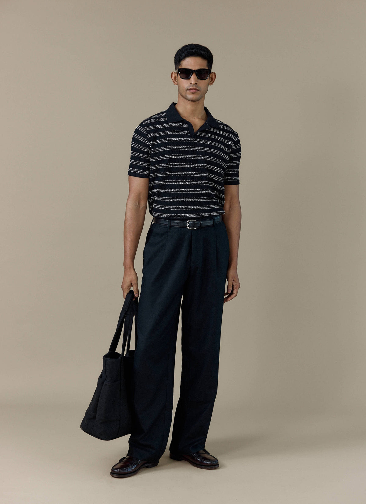 Men's Laurent Boxy Polo - Organic Cotton Blend - Black