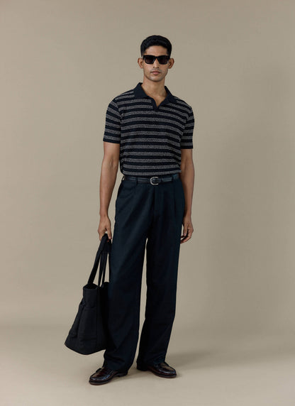 Men's Laurent Boxy Polo - Organic Cotton Blend - Black