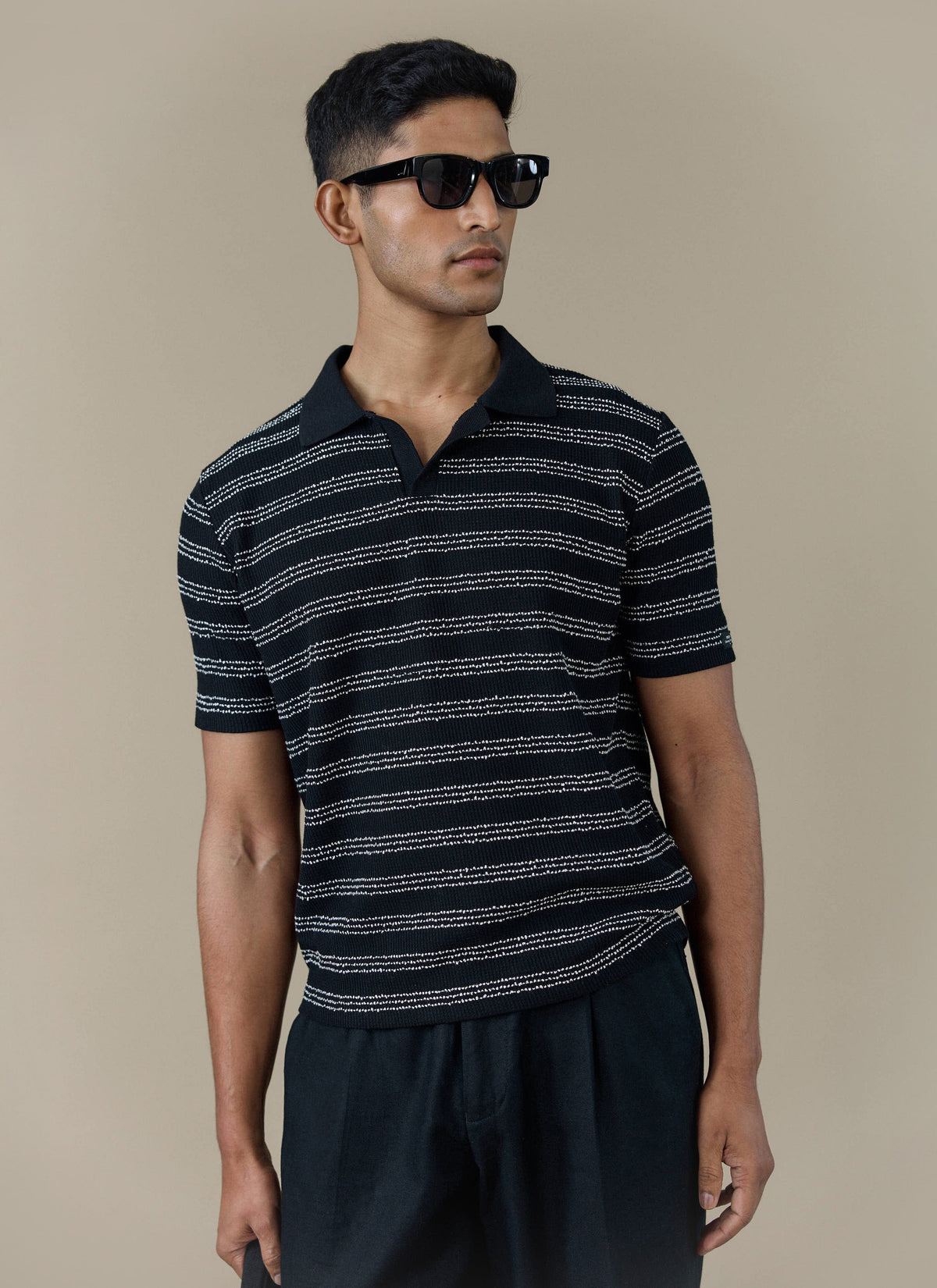 Men's Laurent Boxy Polo - Organic Cotton Blend - Black