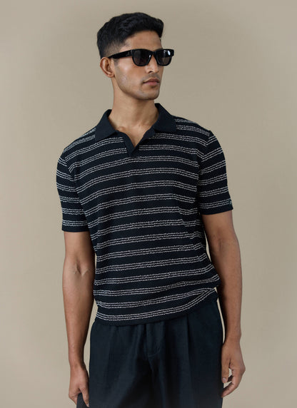 Men's Laurent Boxy Polo - Organic Cotton Blend - Black