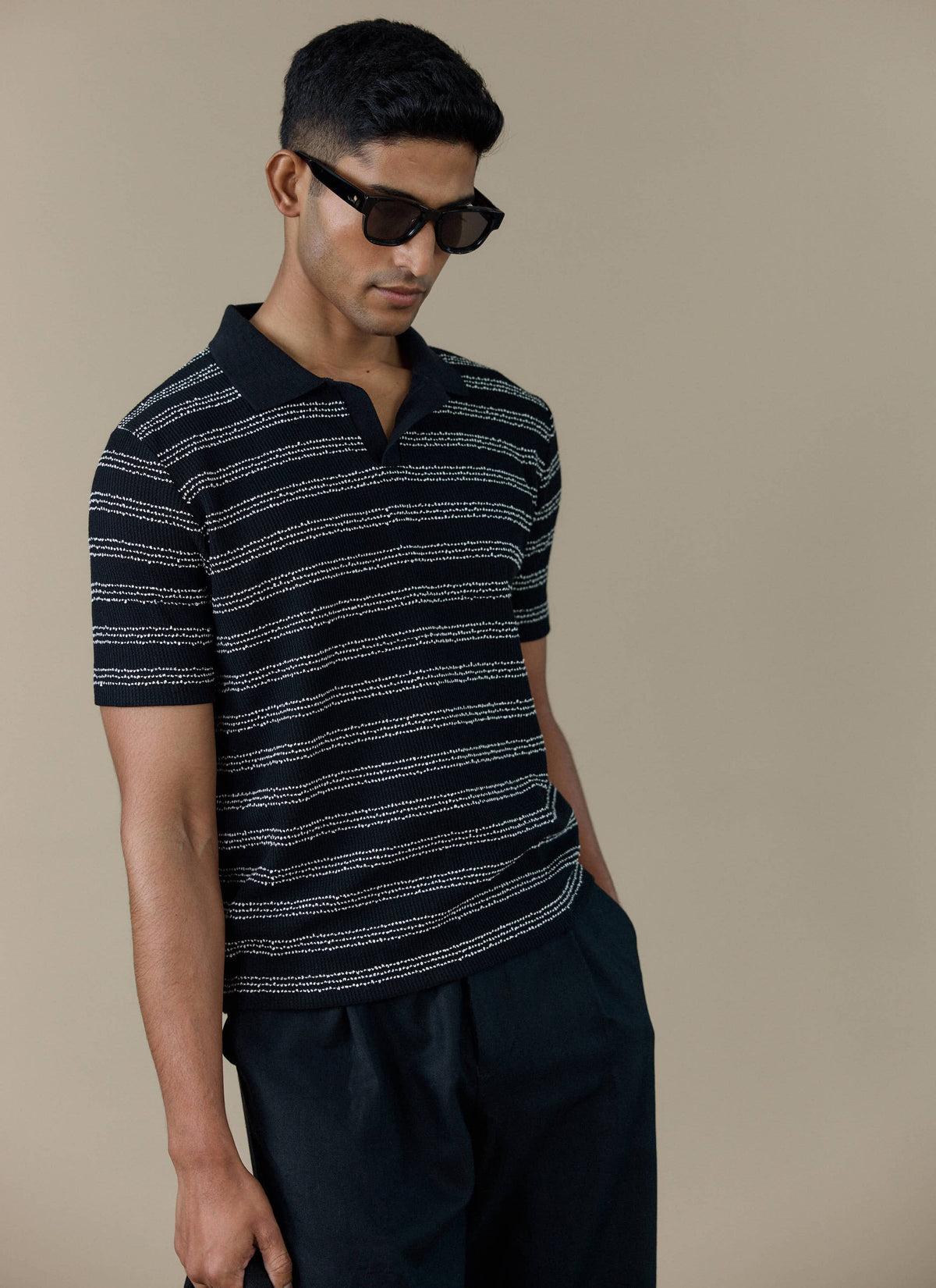 Men's Laurent Boxy Polo - Organic Cotton Blend - Black