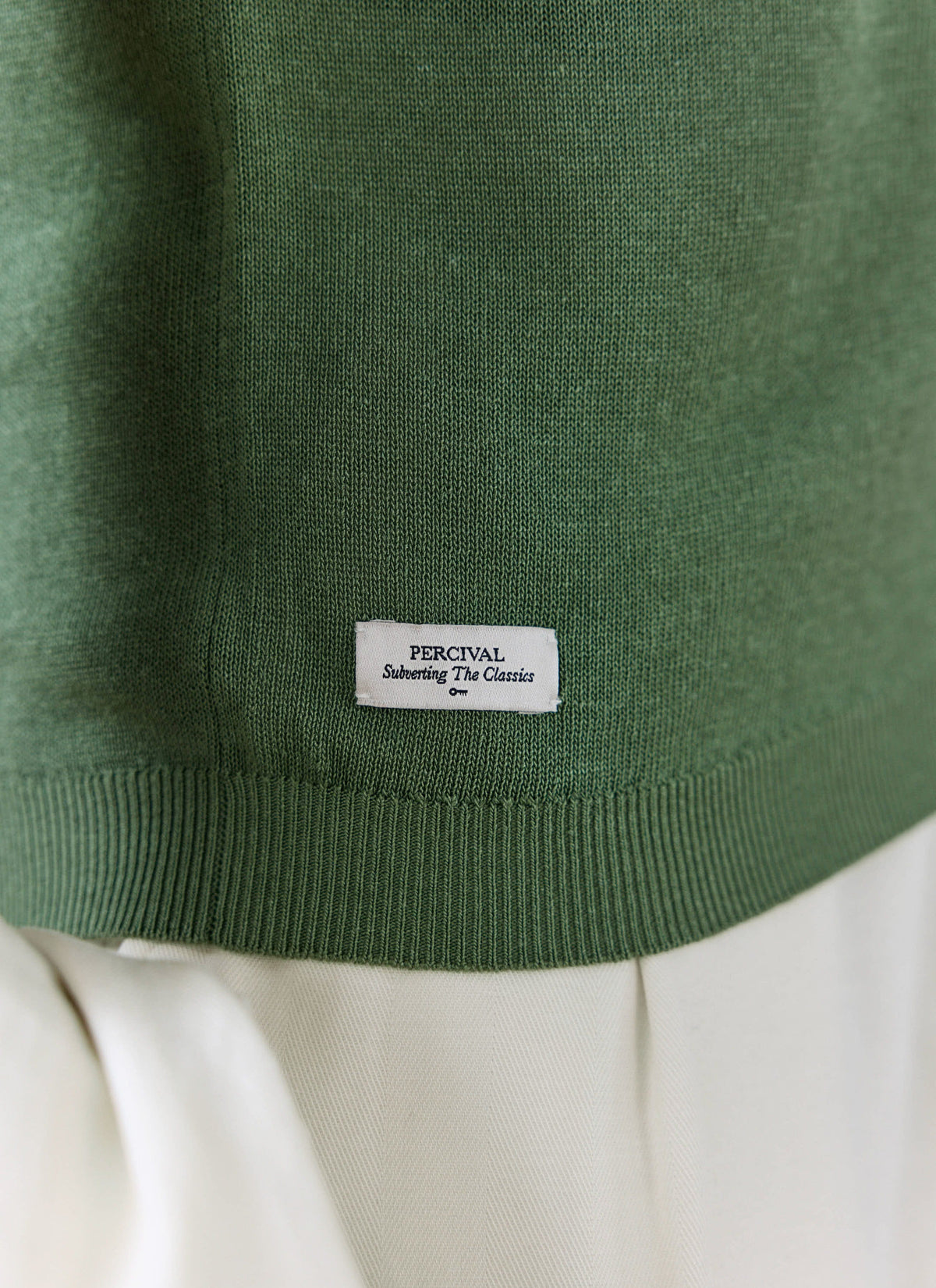 Men's Knitted Polo Shirt: Laurence - Open Collar - Forest Green