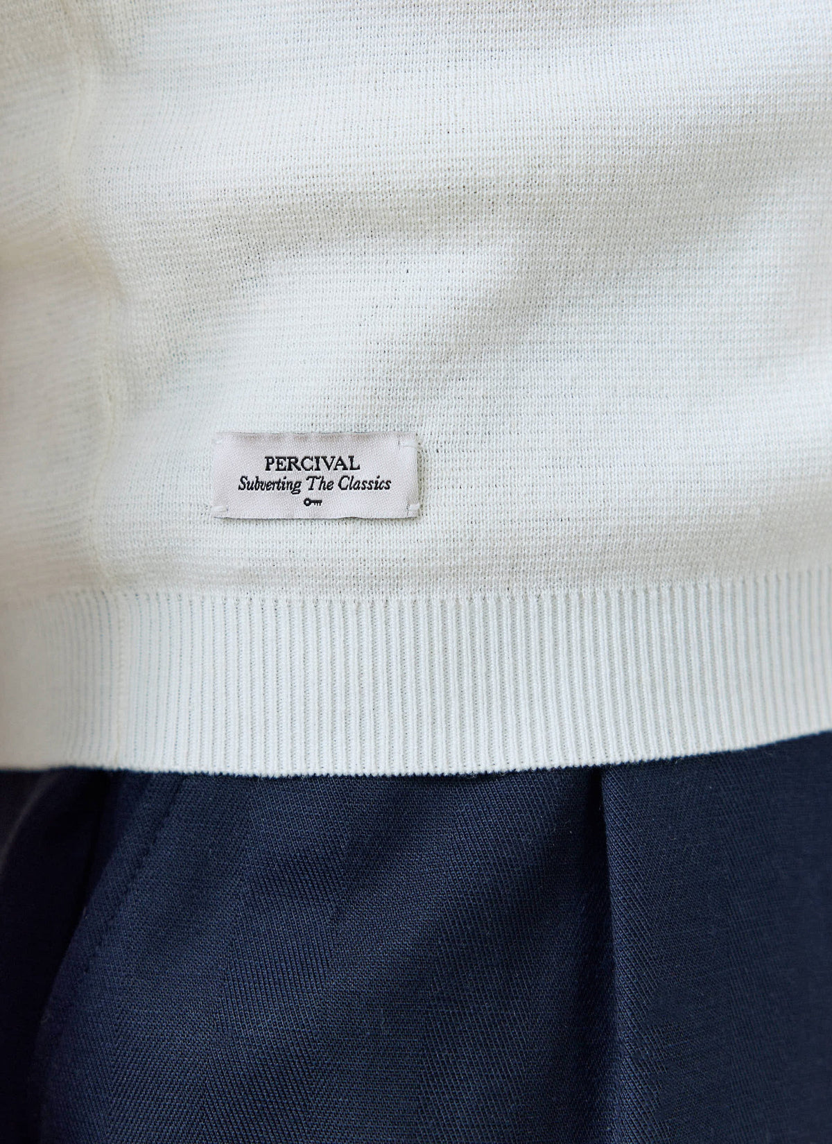 Men's Knitted Polo Shirt: Laurence - Open Collar - Cream