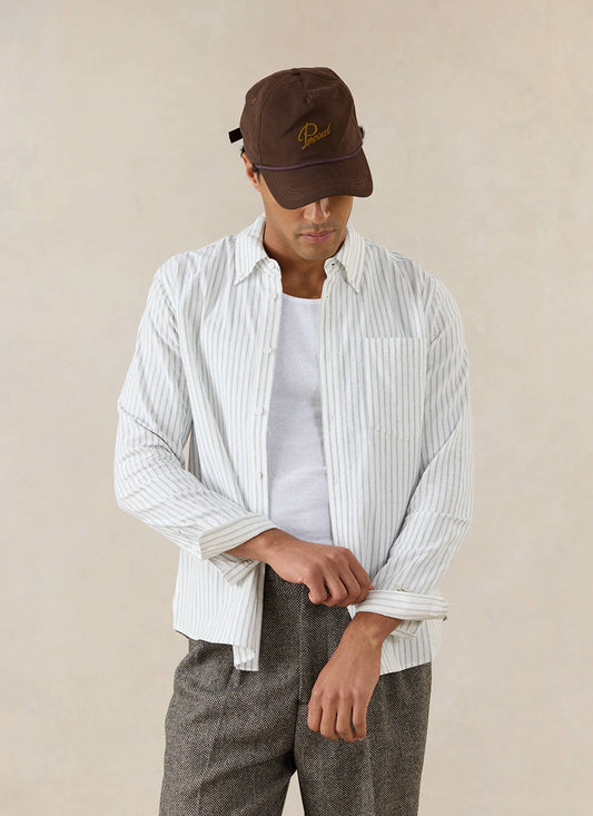Men's Striped Oxford Shirt - Fabian - Cotton - White - Percival
