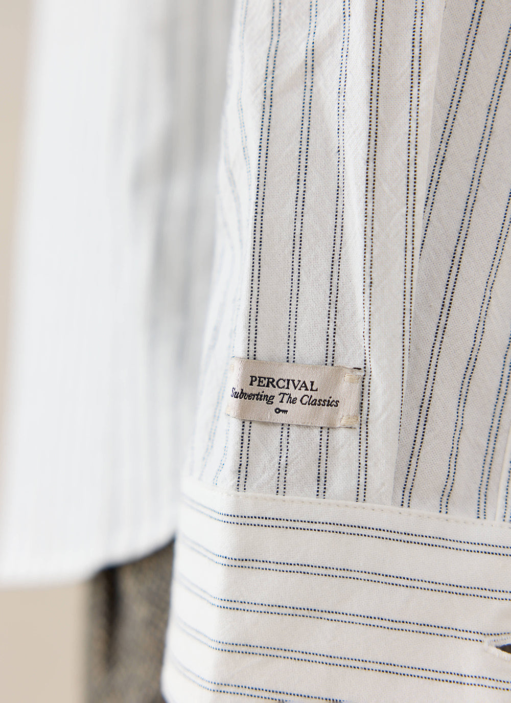 Men's Striped Oxford Shirt - Fabian - Cotton - White - Percival