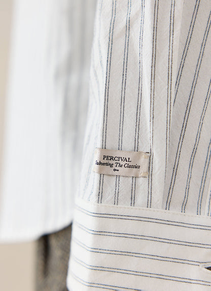 Men's Striped Oxford Shirt - Fabian - Cotton - White - Percival