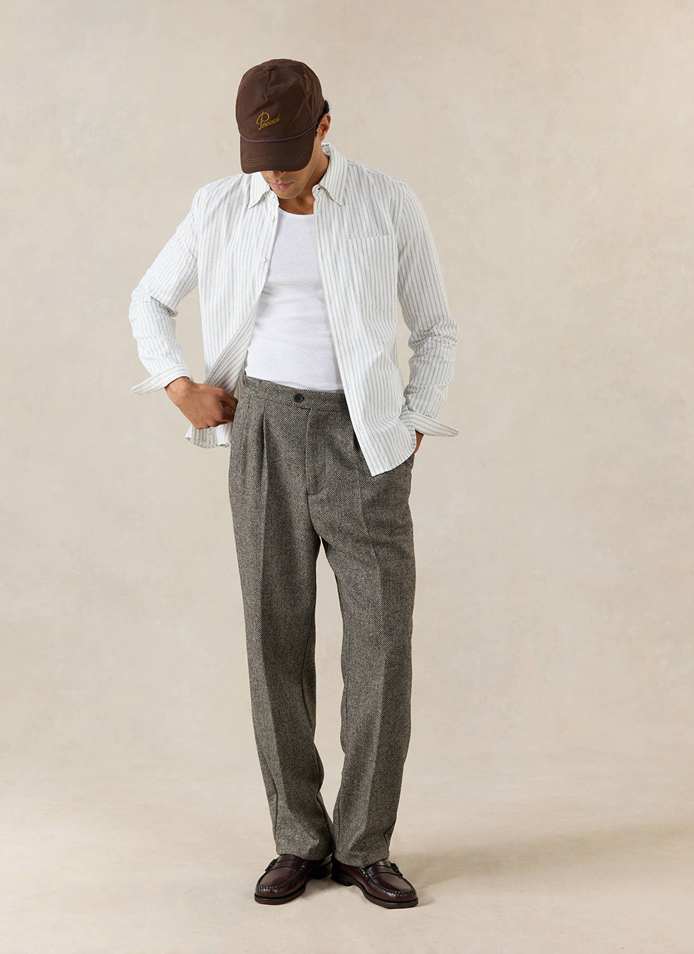Men's Striped Oxford Shirt - Fabian - Cotton - White - Percival