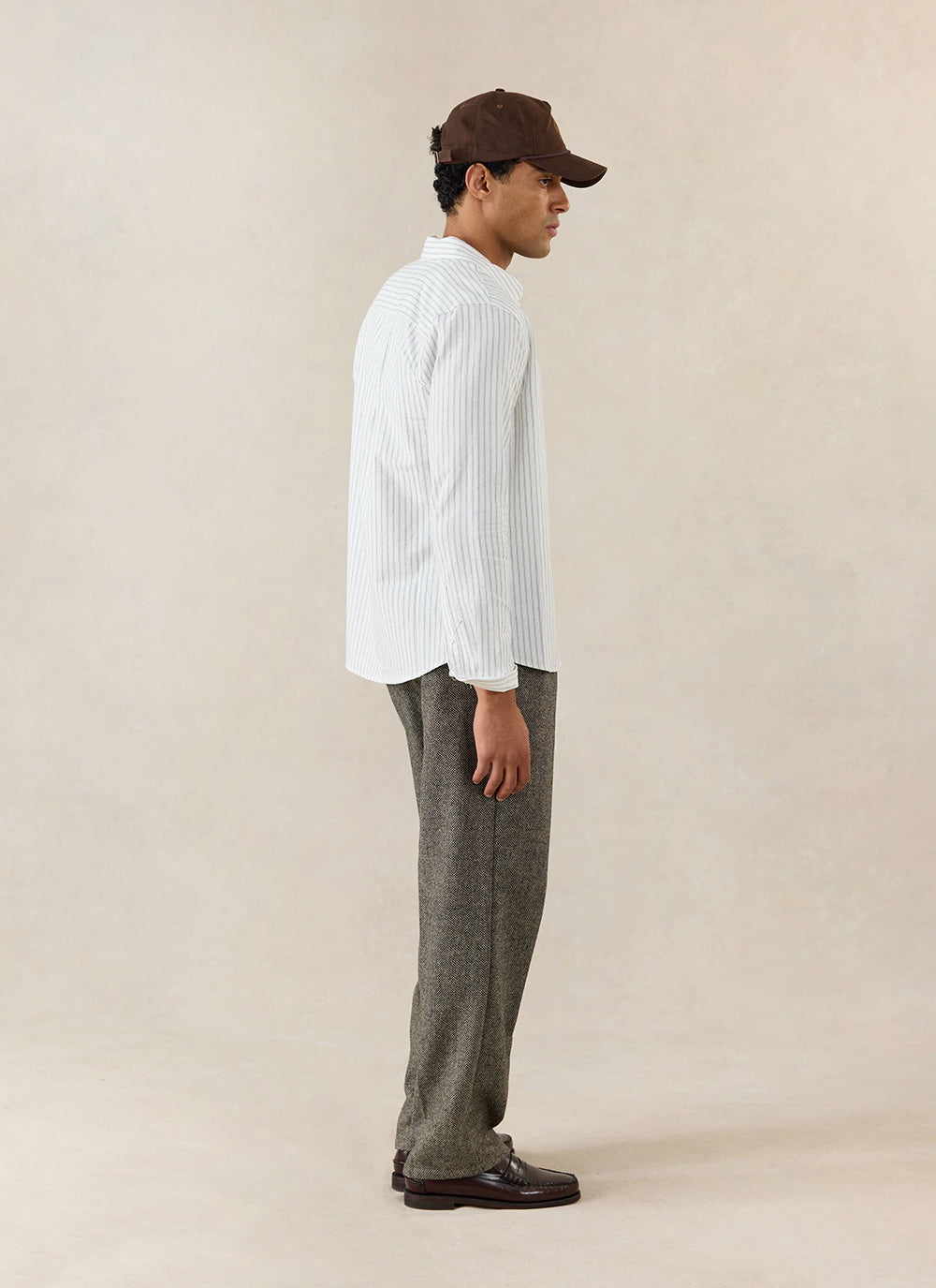 Men's Striped Oxford Shirt - Fabian - Cotton - White - Percival